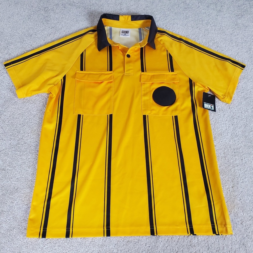 Soccer Referee Jersey Gold Fusion‎ Size L Dick's Sporting Goods NEW WNWTGS